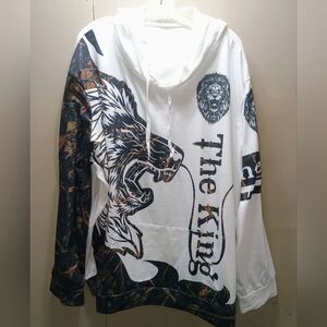 NWOT 3D-printed lion graphic pullover hoodie